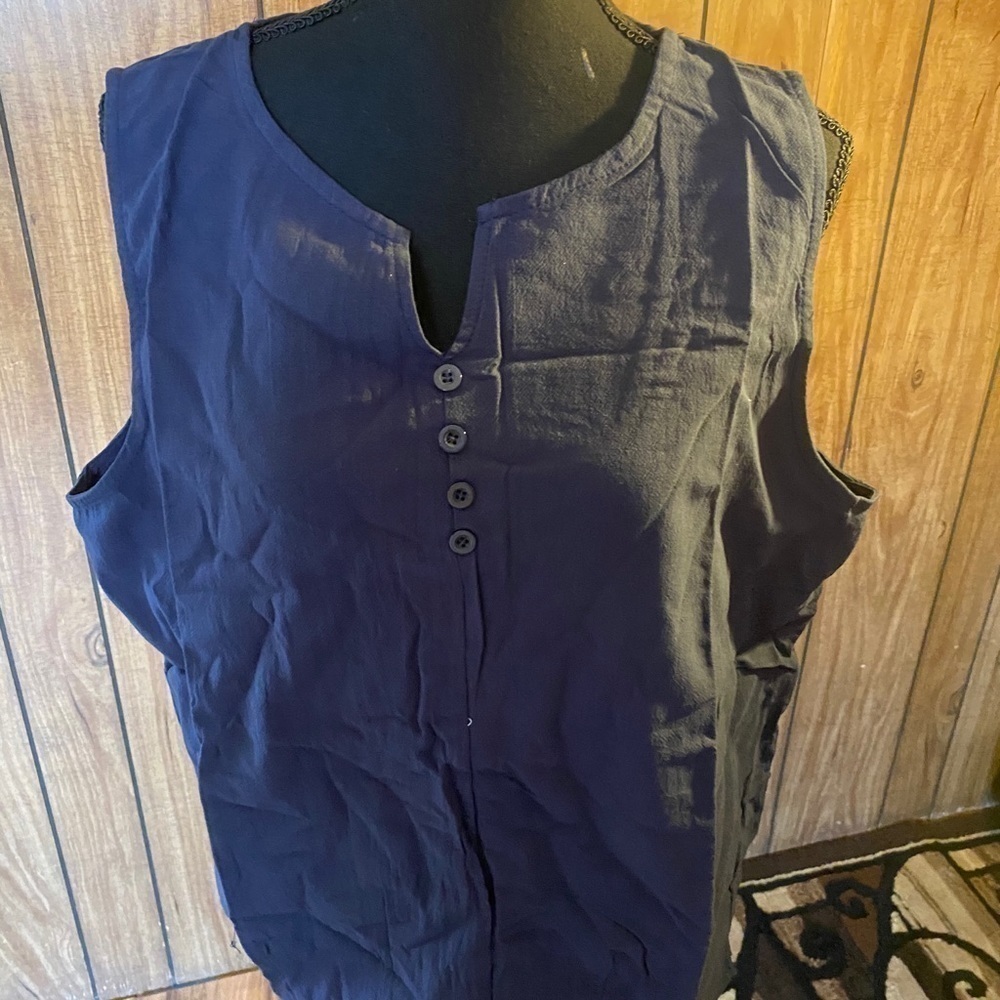 Misslook navy blue cotton tank top